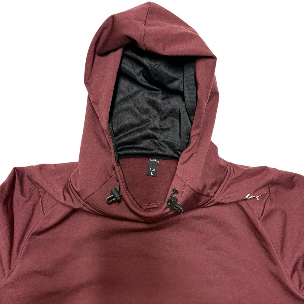 UNRL Crossover Hoodie II Performance Tech Mens Large Burgundy Pullover Stretch - Picture 7 of 9